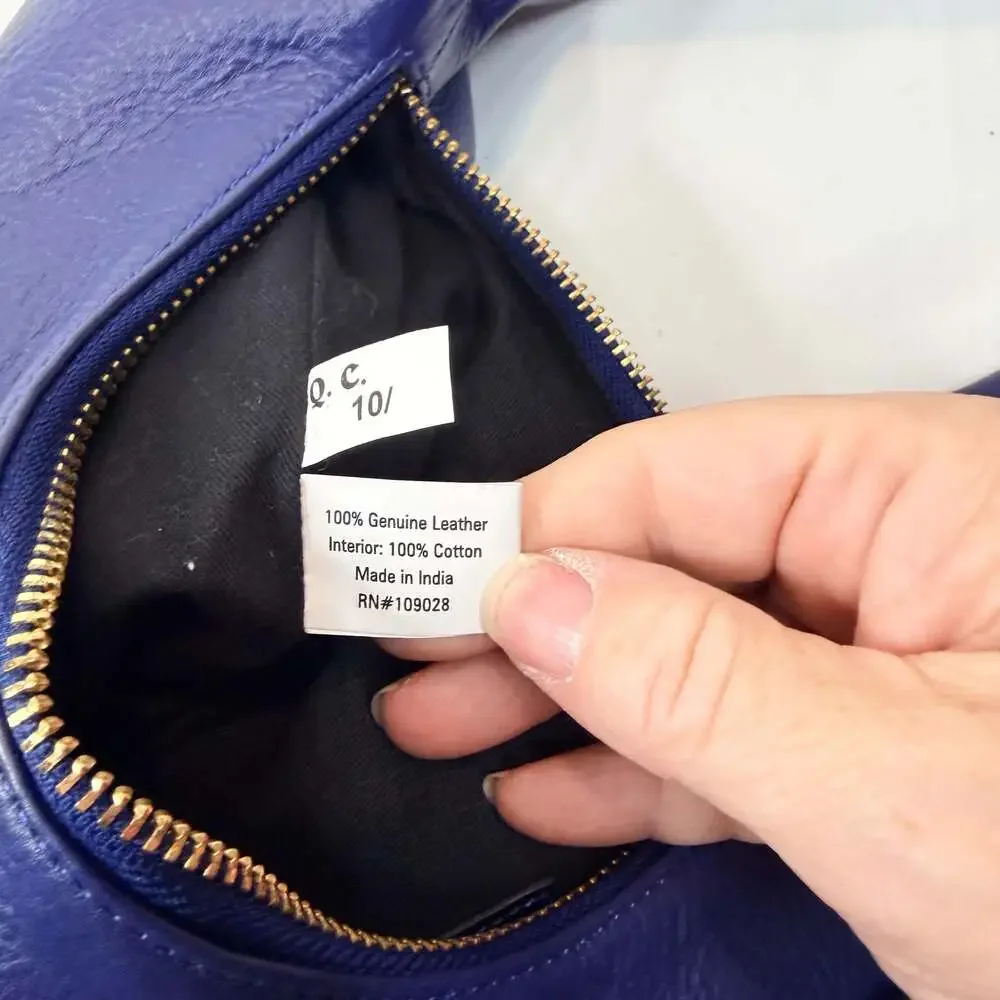 Fred Segal Blue Pebbled Leather Hobo Shoulder Bag Handbag